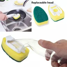 צלחת כביסה כלי סבון Dispenser ידית Refillable קערות מחבתות כוסות ניקוי ספוג מברשת מטבח נקי כלים(China)