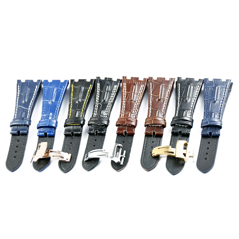 Leather strap men's watch accessories for AP28mm outdoor sports waterproof leather bracelet steel buckle watch band