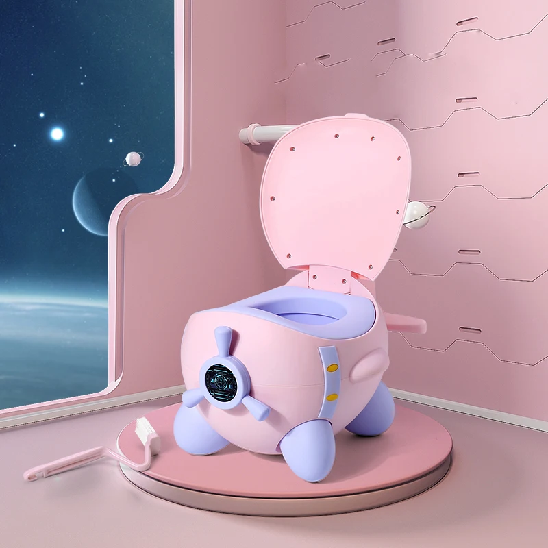 Портативный детский пластиковый Туалет Детский горшок стул Туалет бесплатно горшок щетка - Цвет: Розовый