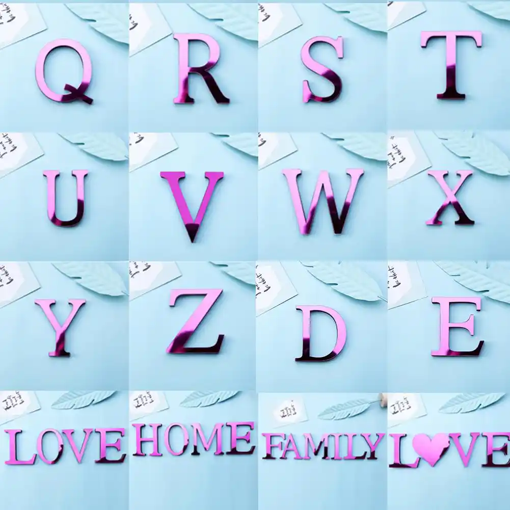 A Z Letras Del Alfabeto Acrilico Espejo Pared Arte Pegatina Diy