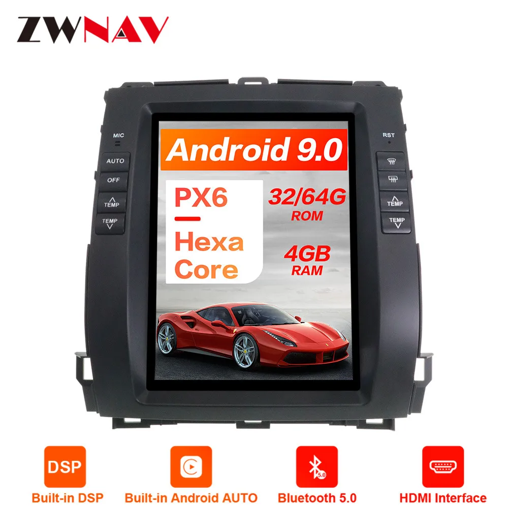 PX6 4 Гб ОЗУ Tesla стиль Android 9,0 автомобильный gps-навигатор для Toyota Land Cruiser Prado/Lexus GX470 2002-2009 головное устройство мультимедиа