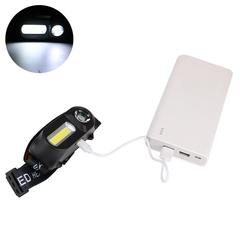 Открытый Кемпинг портативный мини XPE+ COB светодиодный налобный фонарь USB зарядка рыболовные фары фонарик