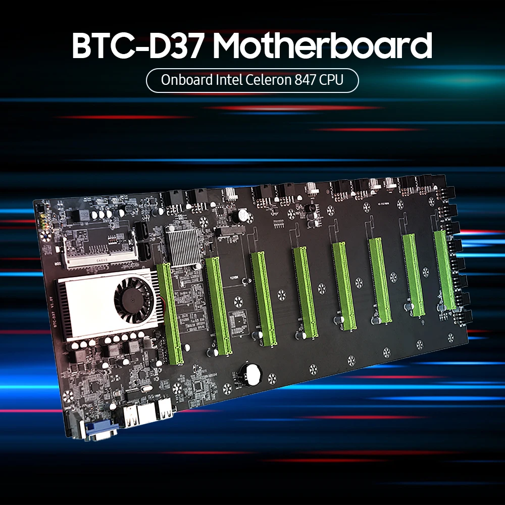 BTC-D37 материнская плата с встроенной Intel Celeron 847 CPU 8 PCI-E 16X Слоты гигабитная сеть VGA + HD