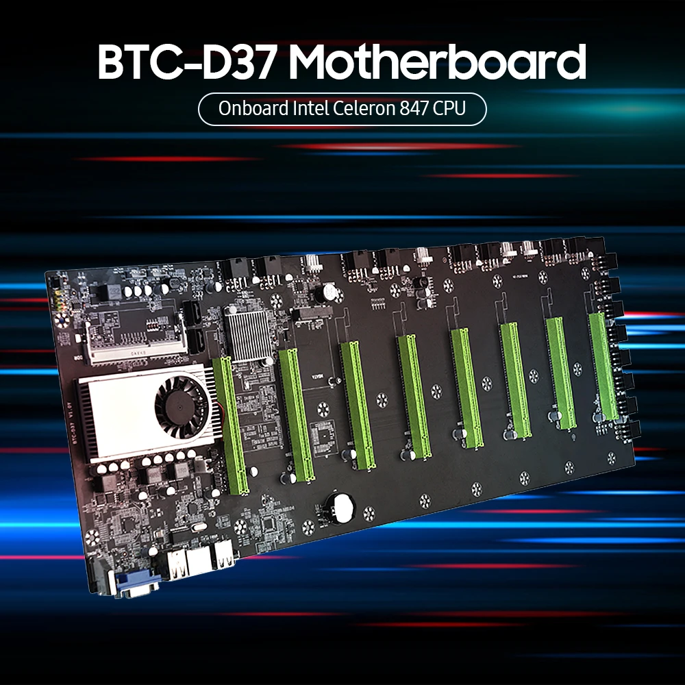 bestrating dinosaurus Omgekeerde BTC D37 Motherboard with Onboard Intel Celeron 847 CPU 8 PCI E 16X Slots  Gigabit Network VGA+HD Ports Support 8 Graphics Cards|Motherboards| -  AliExpress