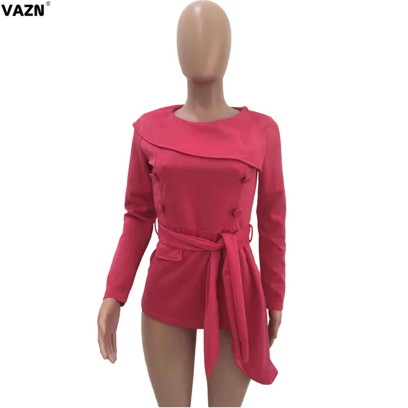 VAZN OJS9168 Осенняя классическая черная юная леди для заметок Сексуальная Клубная Мода полный рукав на шнуровке для женщин асимметричный тонкий длинный тройник