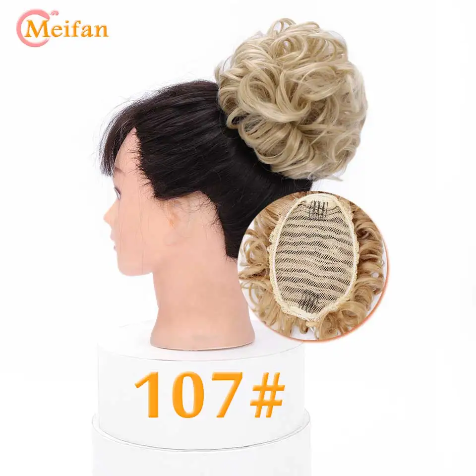 MEIFAN, синтетическая эластичная резинка, сетка, волнистые, калри, шиньон с двумя пластиковыми гребнями, зажим для волос, для наращивания, для девочек, модный головной убор - Цвет: 107