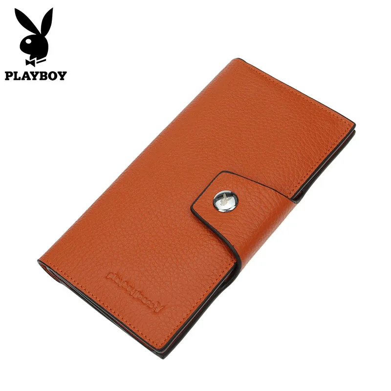 

Genuine Product PLAYBOY Women's 3-Tier Wallet Long Buckle Genuine Leather First Layer Cattlehide Card Bag Two Fold