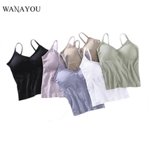 Спортивный бюстгальтер, 6 цветов, для девушек, с подкладкой, пуш-ап, для йоги, фитнеса, повседневная одежда, без косточек, бесшовный бюстгальтер, полная чашка, однотонный спортивный топ