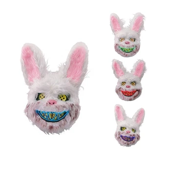 

Halloween Bloody Glowing Rabbit Plush Mask Cold Light Cosplay Costume Party Props