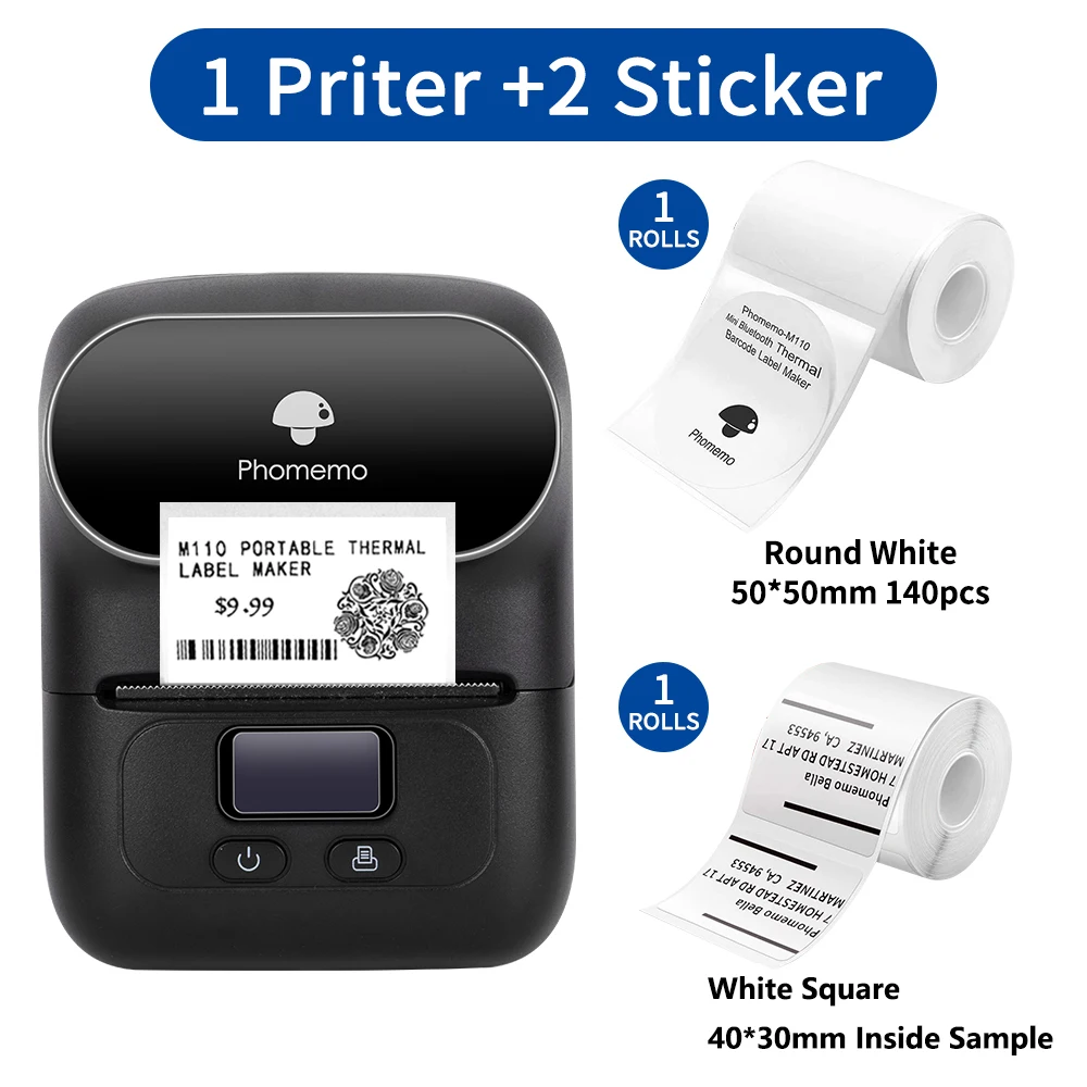 Phomemo M110 Small Label Maker Impresora Portable Wireless for Smart Phone Thermal Logo Sticker Printer Sticky Text Machine small compact printer Printers