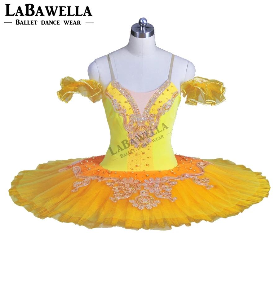 Women Custom Platter Classical Costume BT8965A Orange Professional Yellow Women Pancake Ballerina Tutu