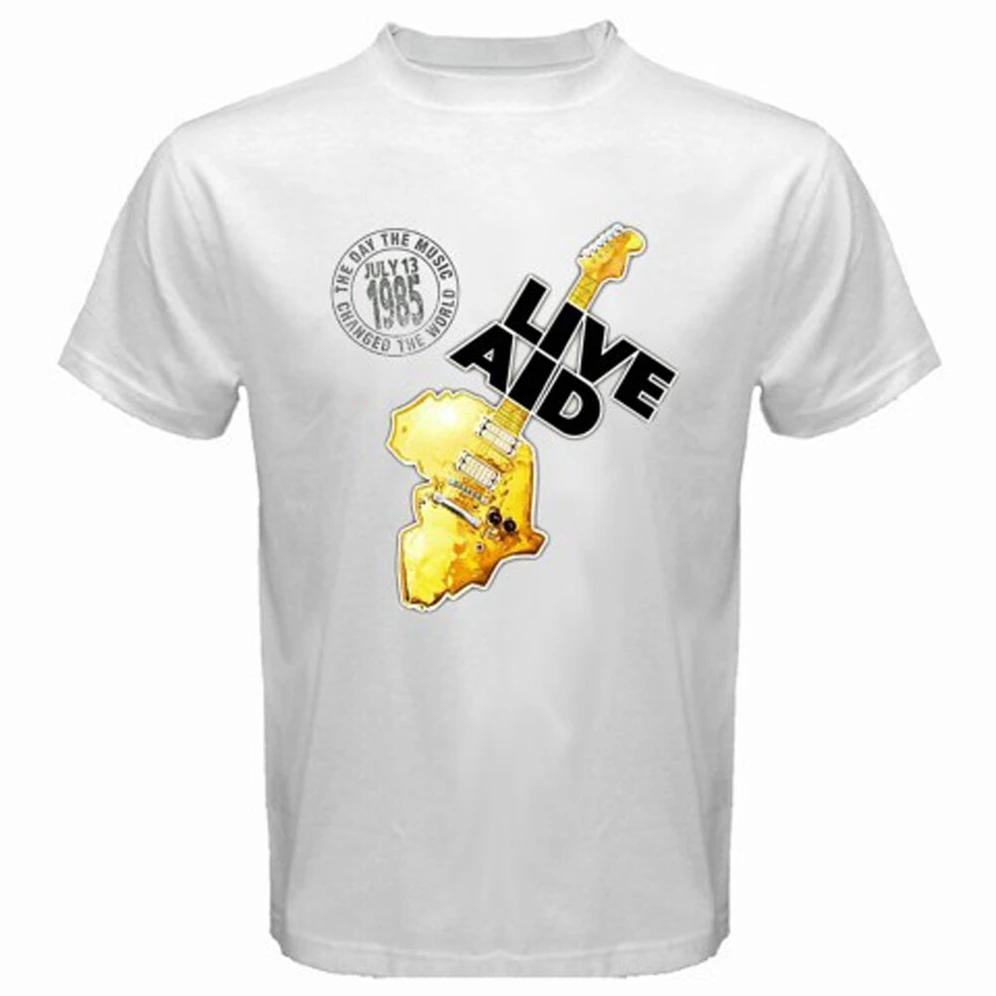 Новая белая футболка для мужчин с логотипом Live Aid 1985 изображением рок-музыки