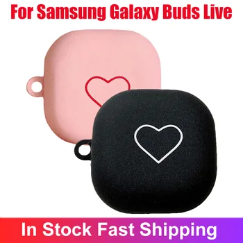

Heart Pattern Protective Earphone Cover Case For Samsung Galaxy Buds Live Shockproof Cover Case Shell With Carabiner Pretty Gift