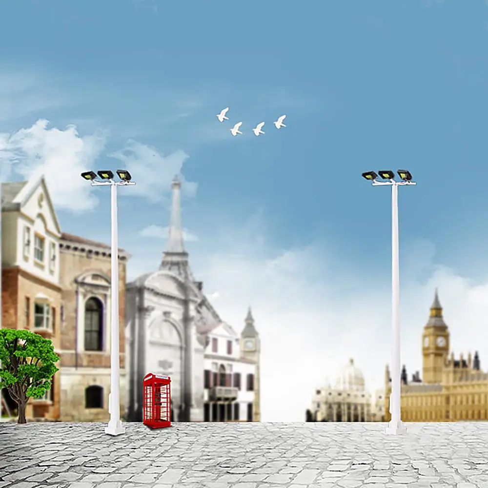5 шт. N Scale Плаза ламповый пост три светодиода 8 см 1:150 игровая площадка уличные фонари модель железная дорога яркий белый 12 В LSL10N