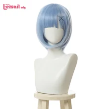 L-email парик Rem Косплей парики Re: ZERO начала жизни в другом мире Косплей Синий Bobo короткий парик термостойкие синтетические волосы