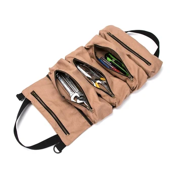 

Multifunctional Canvas Tool Storage Bag Tool Roll Up Bag Waxed Canvas Storage Pouch Tools Tote Carrier Sling Holder