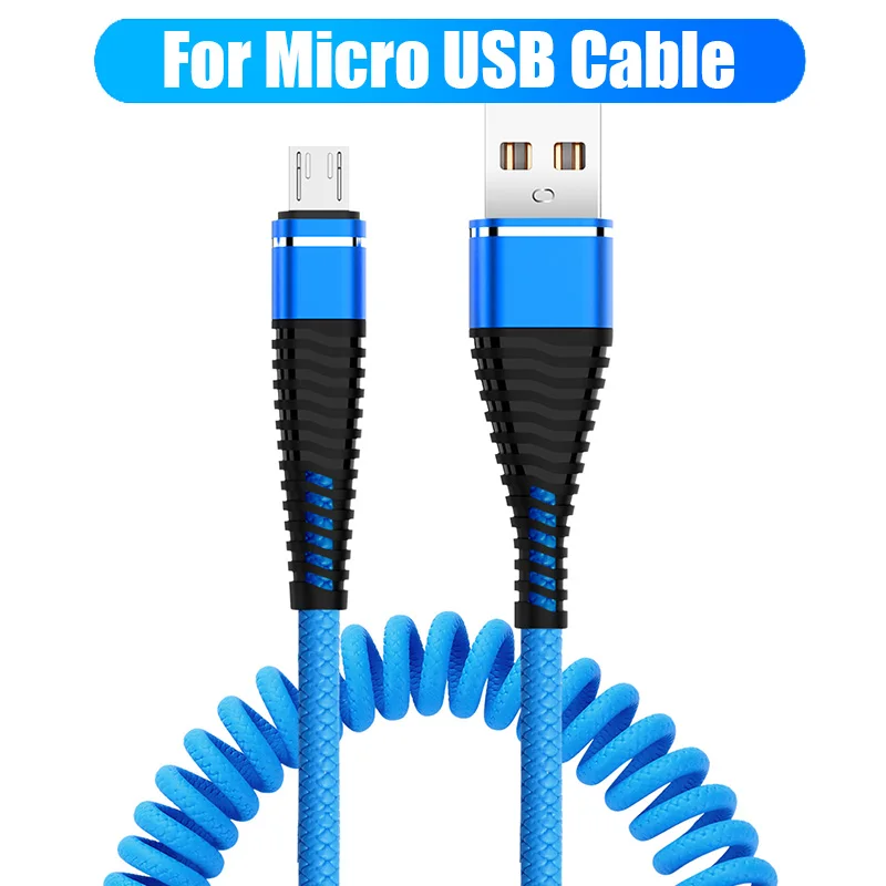Robotsky пружинный USB кабель type-C для быстрой зарядки и синхронизации данных пружинный USB кабель для зарядки XiaoMi Huawei LeTV Samsung Micro USB - Цвет: blue for micro