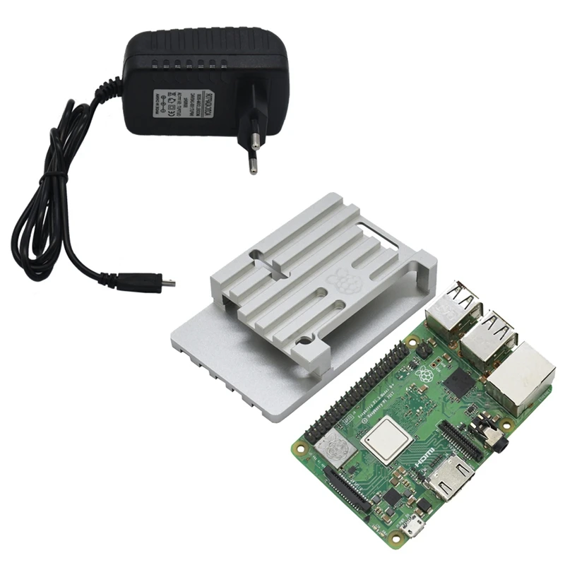 3 в 1 Raspberry Pi 3 Model B+(Plus)+ ЧПУ Алюминий чехол+ 5V 3A Мощность адаптер с поддержкой Wi-Fi и Bluetooth Декодер каналов кабельного телевидения