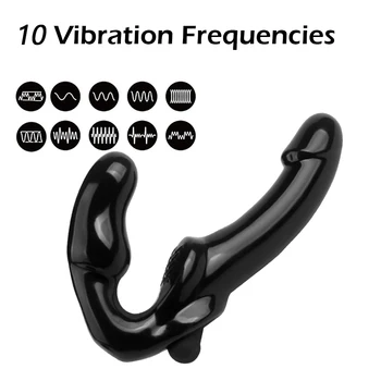 Strapless Strap-on Dildo Vibrator Strapon for Lesiban Remote Control 10 Speed Double-heads Vibrator for Women Sex Toys For Adult 4