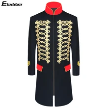 Мужской военный сценический костюм, модный театральный костюм вечерние блейзеры, мужской золотой пиджак с вышивкой, Свадебные вечерние костюмы для сцены