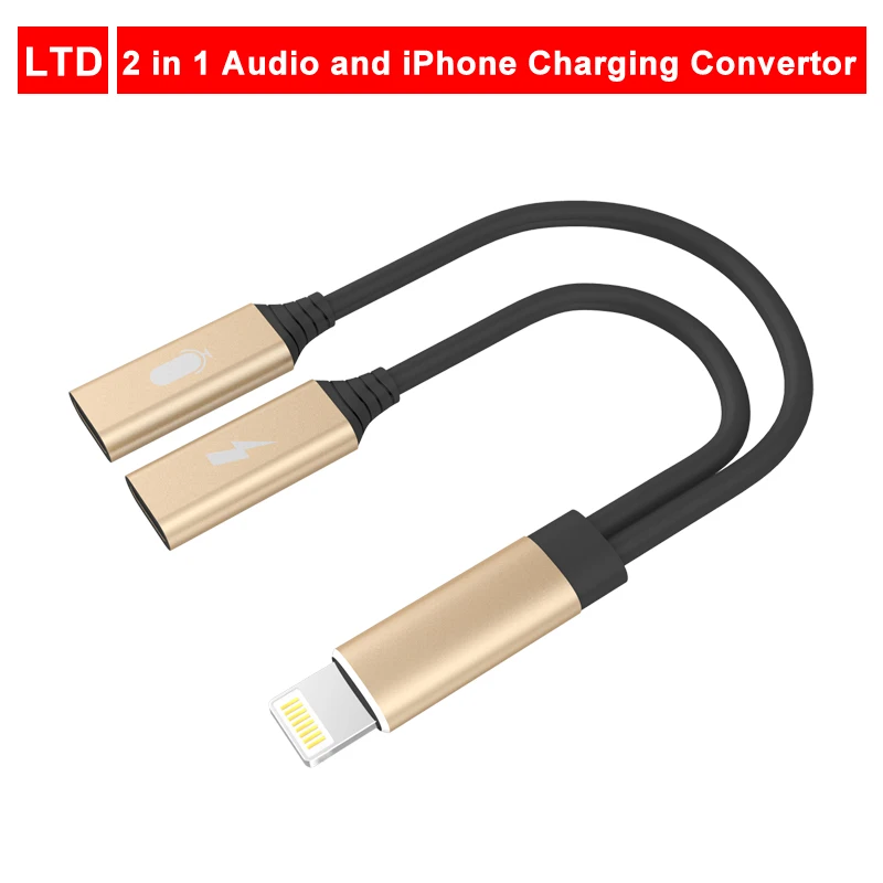 

2 in 1 Audio and Charging Adapter for iPhone 7/8/7 Plus/8 Plus/X/Xs/XR/Xs Max Earphone Audio Connector Charging Splitter Cable