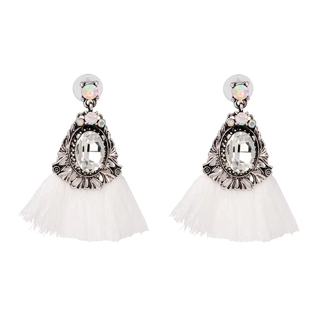 51872-WH Fashion snoops Серьги-кисточки женские массивные ювелирные изделия женские длинные винтажные массивные богемные висячие серьги - Окраска металла: 51872-WH