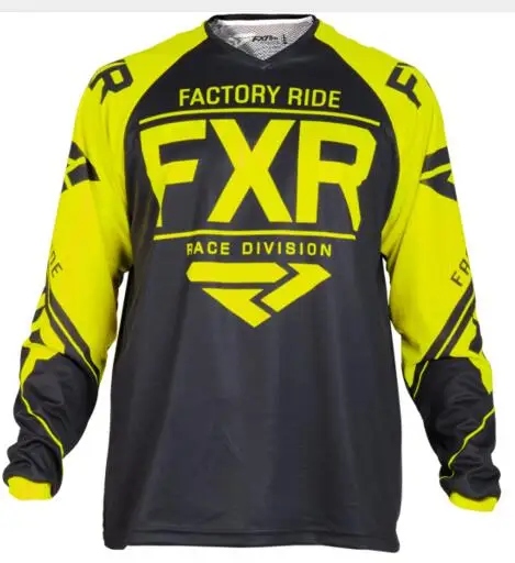 FXR MTB moto Cross Jersey MX BMX внедорожный мото cicleta de carreras de manga larga Camiseta para Yamaha moto GP de negro - Цвет: Цвет: желтый