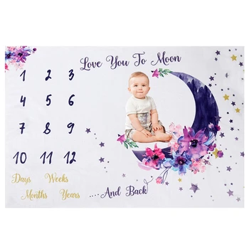 

Milestone Blanket for Baby Girl Adorable Floral Moon Baby Monthly Blanket Girl Newborn Baby Girl Blanket 40X60In