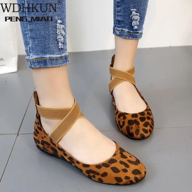 

WDHKUN HotSale Leopard Loafers Women's SoftFlock Bowknot Decorated Flat Shoes Female Elegent Slip-On SpringAutumn Casual Shoes