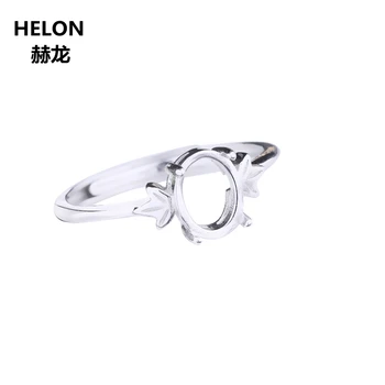 

925 Sterling Silver 6X8mm Oval Cabochon Semi Mount Engagement Wedding Ring fit Amber Turquoise Setting Adjustable Wholesale