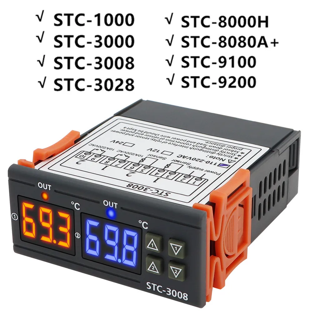 Stc-1000 Stc-3000 3008 3028 Digital Temperature Controller Stc-8080a+ Stc-9100  9200 Thermoregulator 110-220v 10a - Thermometer Hygrometer - AliExpress