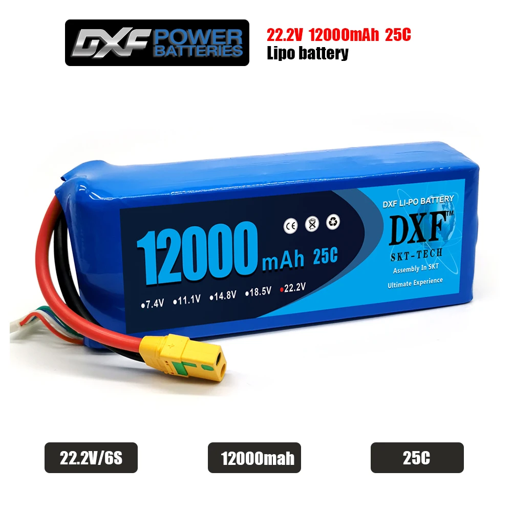 DXF хорошее качество Lipo батарея 22 2 V 12000MAH 25C 60C 6S RC AKKU Bateria для самолета Вертолет