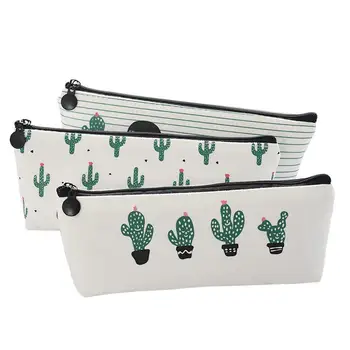 

GloryStar Large Capacity Cactus Pattern Canvas Pencil Case for Student Stationery
