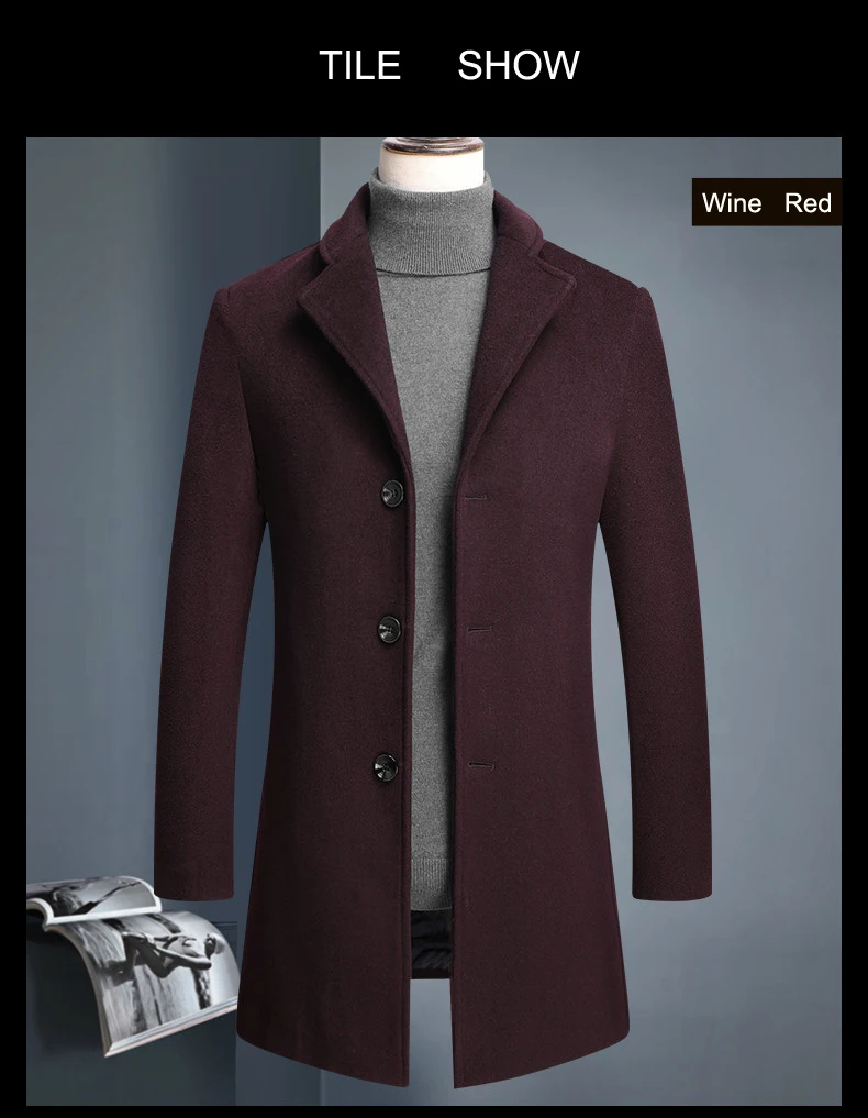 New Good Quality Multi Colors Manteau Laine Homme