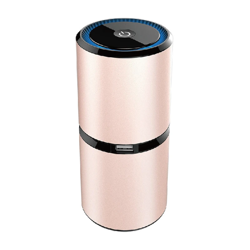 Rose Gold Автомобильный очиститель воздуха, мини портативный очиститель воздуха с отрицательными ионами, с двойным Usb, ночник, светильник, анион, освежитель воздуха для автомобиля, дома - Цвет: Rose Gold