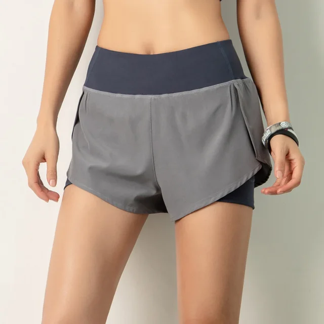 2 In 1 Yoga Shorts Women Fitness Top Spandex Neon Elastic Lulu Running  Workout Short Leggings For Ladies Gym Sport Shorts