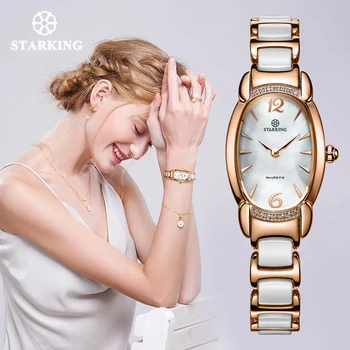 

STARKING Fashion Rose Gold Women Watch import Quart Movement Ceramic Women Dress wristband bL0881