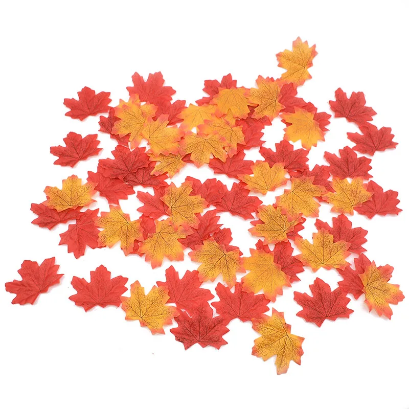 50/100pcs Vivid Artificial Silk Maple Leaves Petals For Thanks Giving
