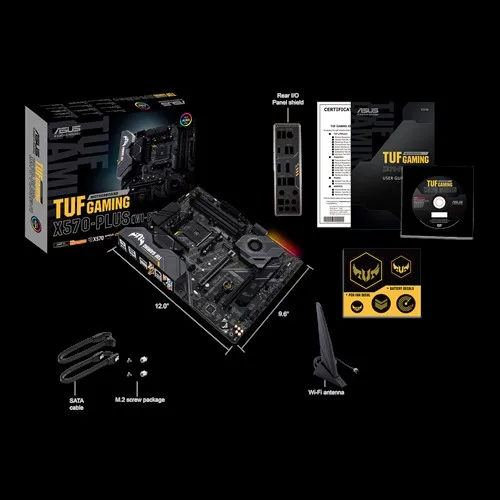 Материнская плата ASUS TUF GAMING X570 PLUS (Wi Fi) AMD AM4 ATX игровая материнская поддерживает PCIe 4