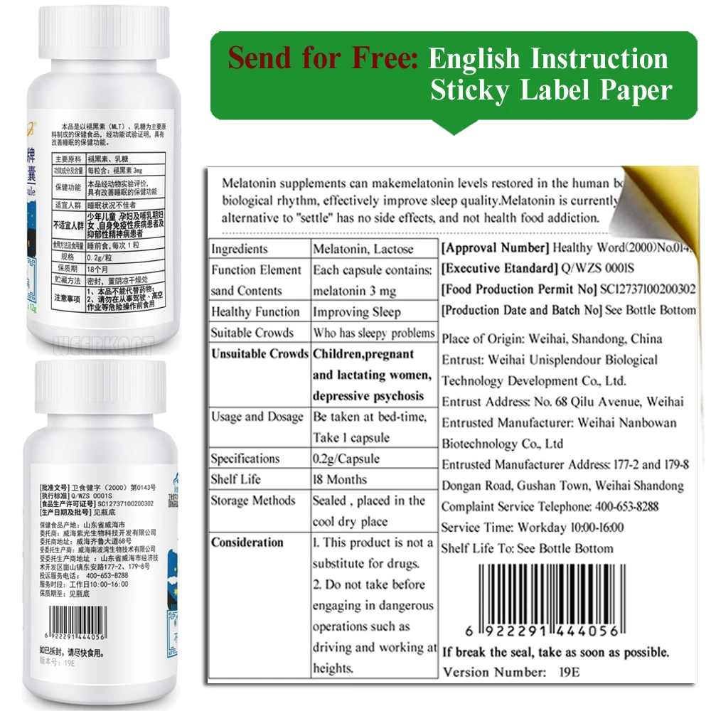 3Mg Melatonin Malam Hari Tidur Bantuan Mempromosikan ...