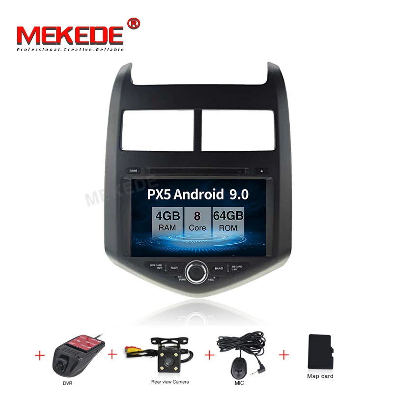 MEKEDE PX5 4G ram для Chevrolet Aveo 2 2011- автомобильный Радио Мультимедиа Видео плеер навигация gps Android 9,0 No 2din 2 din dvd - Цвет: 64G camera DVR