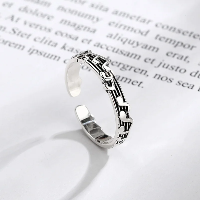 Alloy Retro Five-line Sheet Music Simple Note Opening Adjustable Ring Female Women Lovers Wedding Jewelry Engagement Gifts opening ring adjustable rings wedding rings wedding ring finger ring