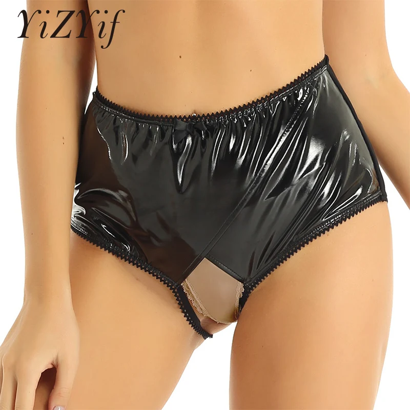 Женские трусики сексуальное нижнее белье WetLook женское из лакированной кожи с