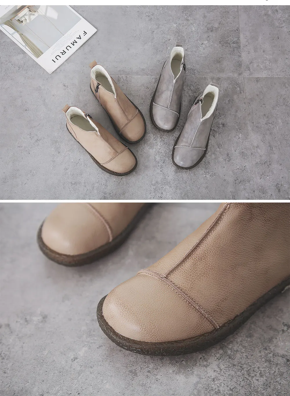 PEIPAH Botas Mujer; коллекция года; сезон осень-зима; женская обувь из натуральной кожи; женские ботильоны; женская повседневная обувь на плоской подошве с молнией; scarpe donna