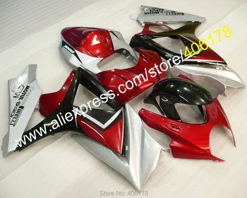 

GSXR-1000 07 08 K7 Fairing Kit For GSXR1000 2007 2008 Red Silver Sportbike Body Kit (Injection molding)
