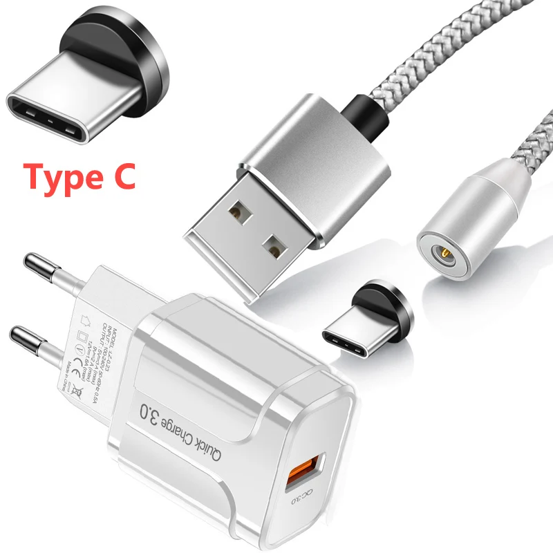 Магнитный зарядный кабель USB Type-C для LG W10 W30 K20 K30 2019 K40 K40S K50 K50S OPPO A5 A9 2020 QC 3 0 |