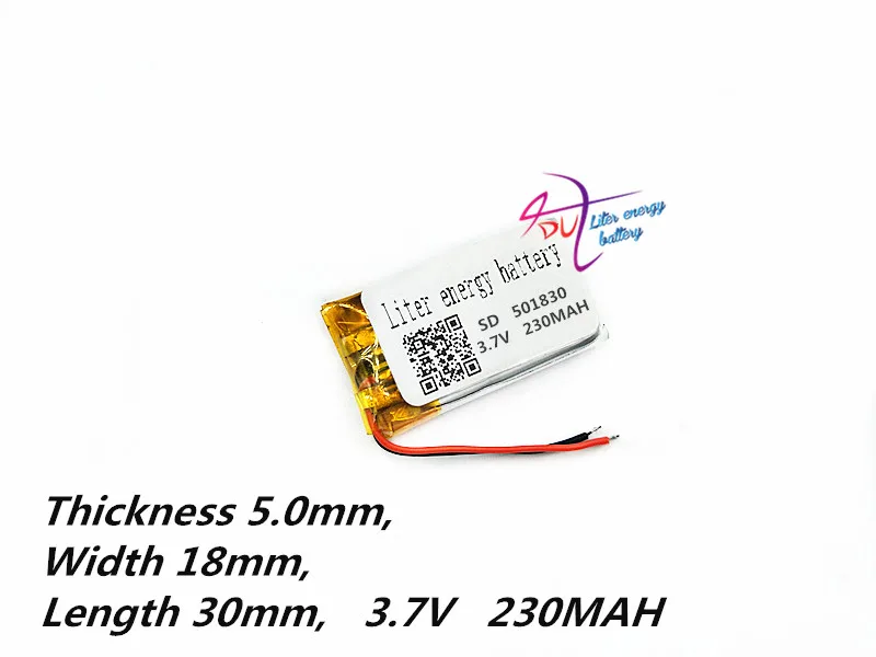 Литровая энергетическая батарея 501830 3,7 V 230mAh универсальная литий-ионная для планшетных ПК 7 дюймов 8 9 MP3 MP4 MP5 gps DVD DVR