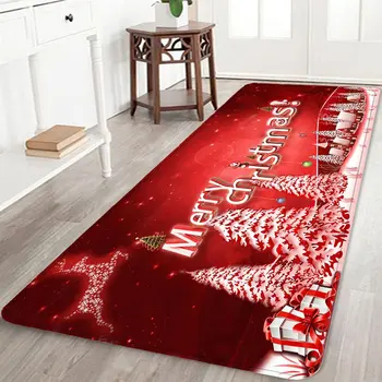 

Christmas Non Slip Entrance Door Bathroom Mat Indoor Polyester Fabric Single Sided Printing Carpet Doormat Decoration