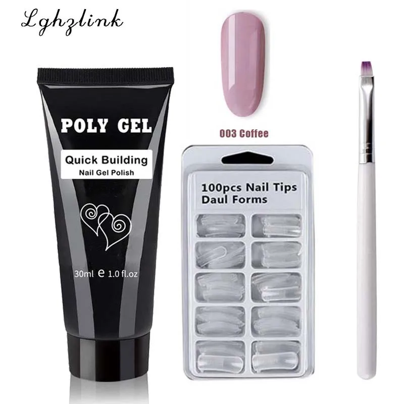 ZH90-003 14 шт./компл. 30g polygel наращивания ногтей акрилом поли гель-розовый, белый, прозрачный гель для наращивания ногтей Полупостоянный УФ Лаки поли гель для ногтей комплект - Color: ZH90-003