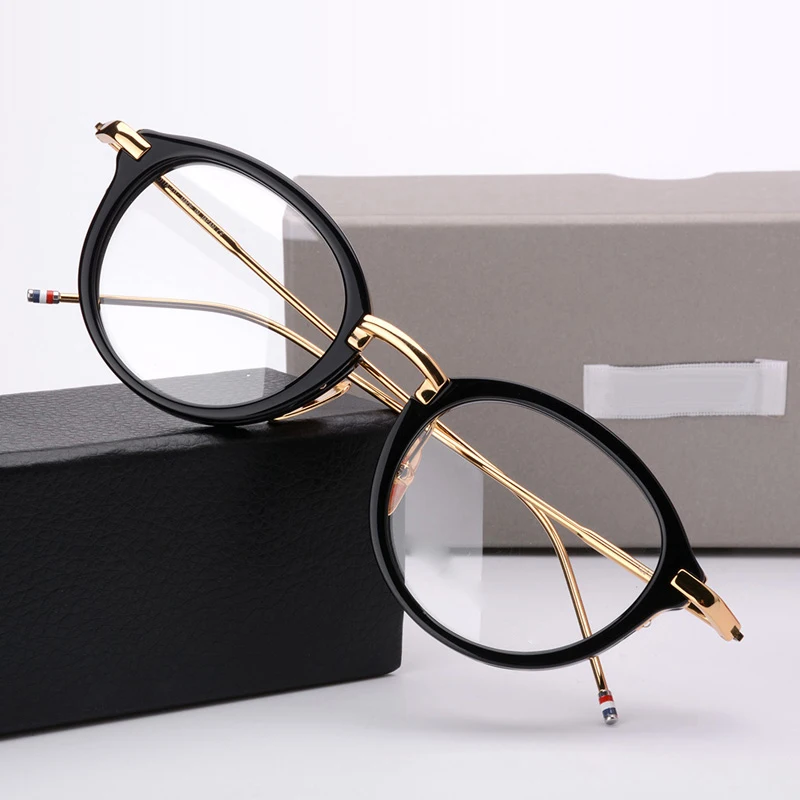 

Thom TB011 Metal Acetate Glasses Frame Men Women Retro Round Reading Eyeglasses Myopia Optical Prescription Eyewear Oculos